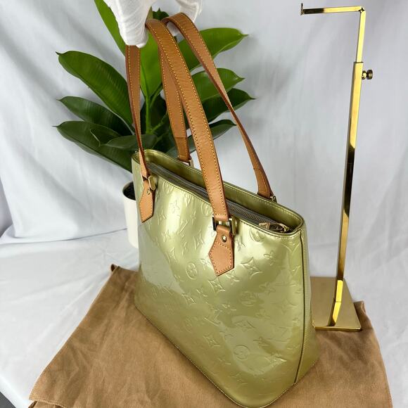 LOUIS VUITTON Vintage Vernis Houston Tote Green Patent Leather Bag With COA - Picture 9 of 15